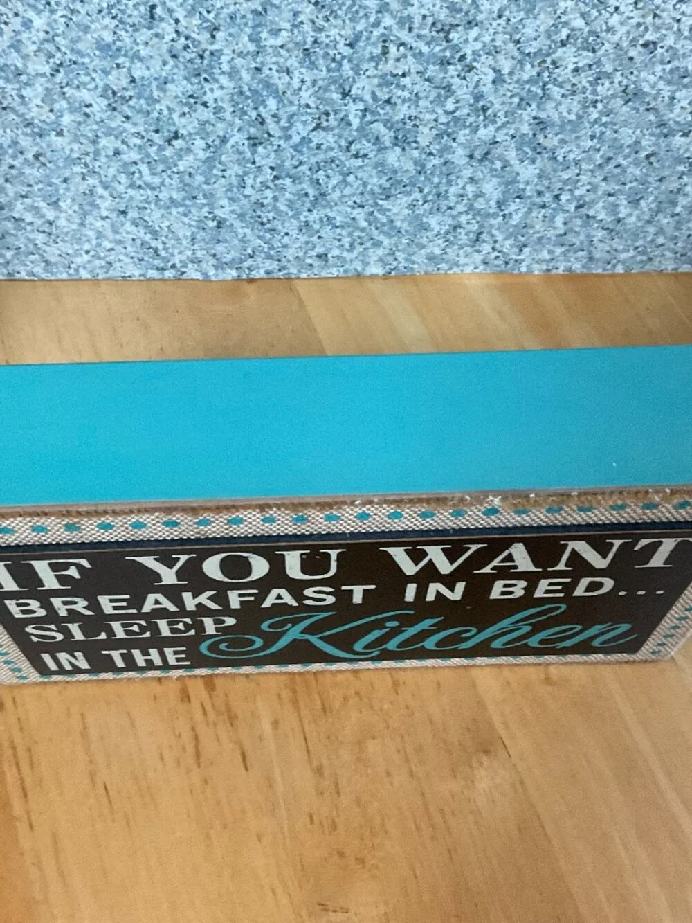 Farmhouse Kitchen Wooden Block Sign Breakfast in Bed Quote